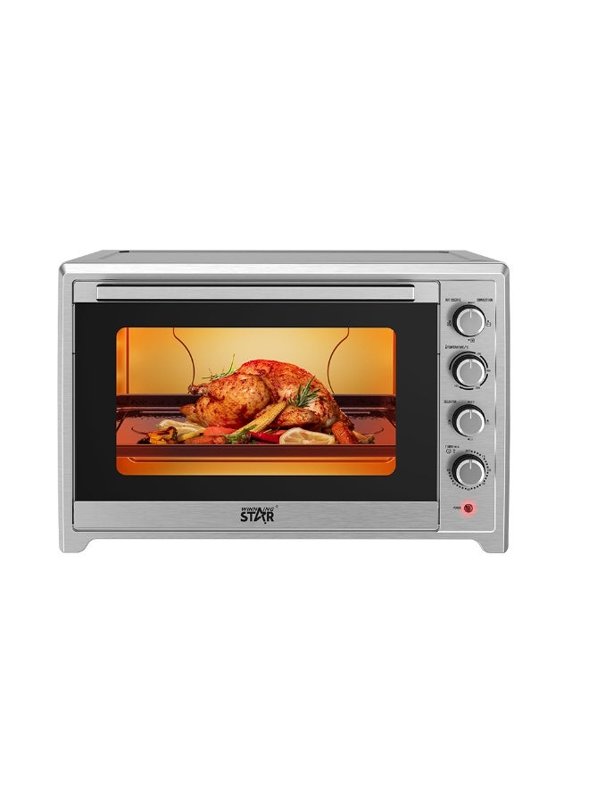Winning Star Electric Oven, 75L Capacity, Baking Tray, Pizza Tray, Rotisserie Grill, 2800W, Silver, Model ST-9794 - Image 1